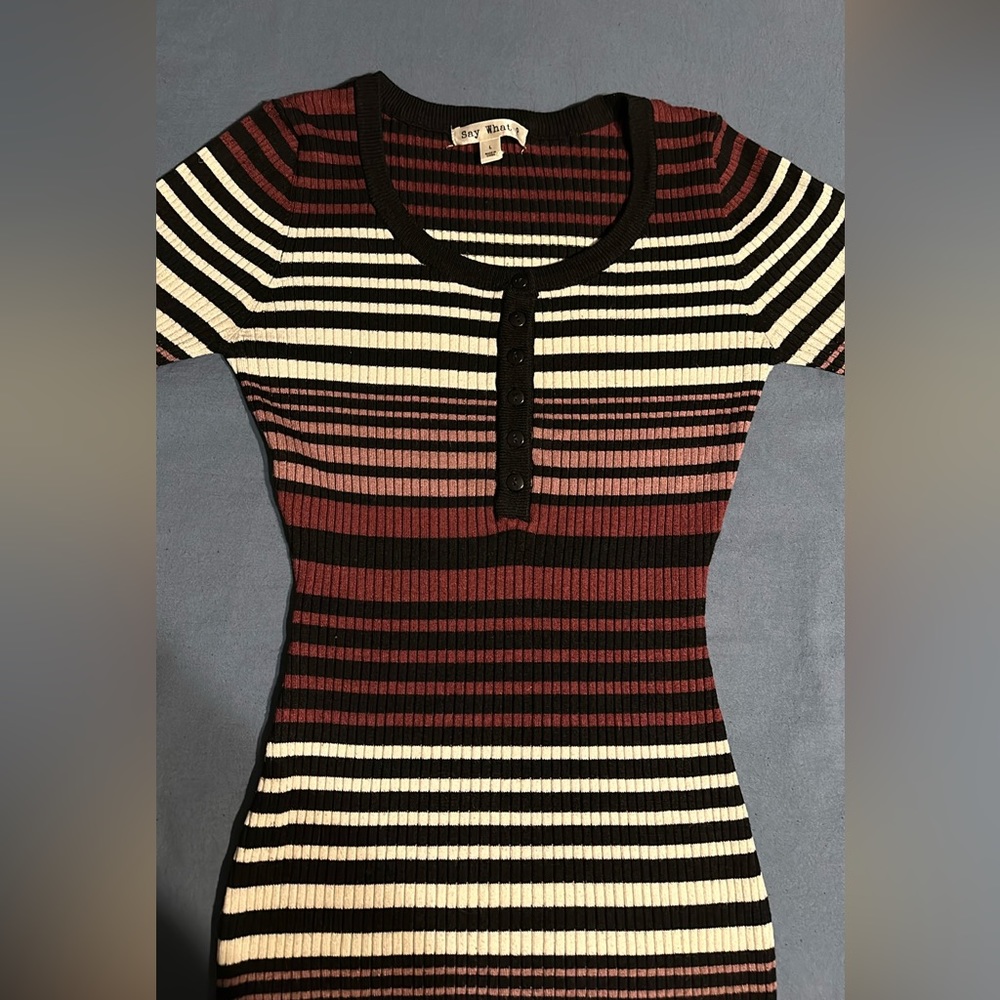 Long sleeve stripe sweater dress